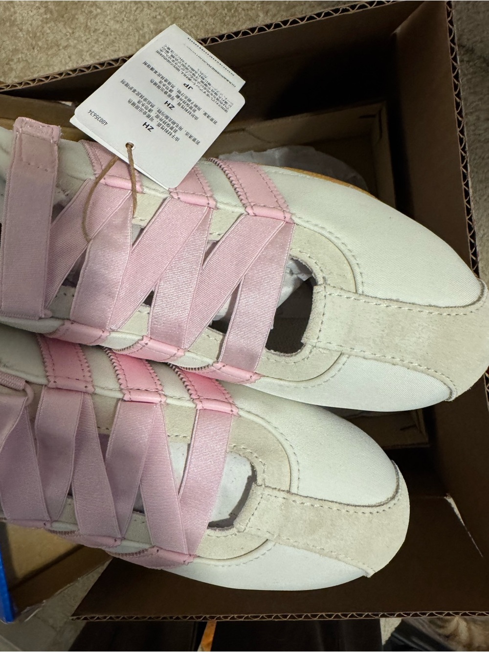 Women’s Adidas Tokyo Limited Edition Pink and White Ribbon velcro Sneakers